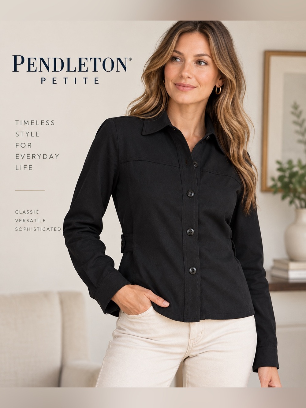 Pendleton Petite Black Tencel Jacket Size S